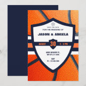 Moderne iconische basketbal logo bruiloft save the date (Voorkant / Achterkant)