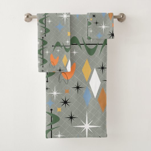 Moderne  iconische maagsterborst grijze lijnen bad handdoek (Insitu)