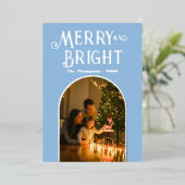 Moderne Icy Blue & Silver Kerst Foto Folie Feestdagenkaart (Staand Voorkant)