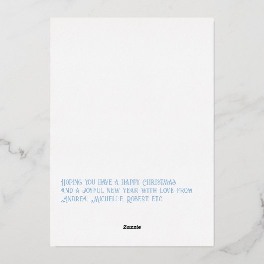 Moderne Icy Blue & Silver Kerst Foto Folie Feestdagenkaart (Achterkant)