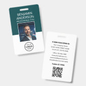 Moderne ID-badge Werknemer Minimalistisch Groen Badge (Voor- en achterkant)