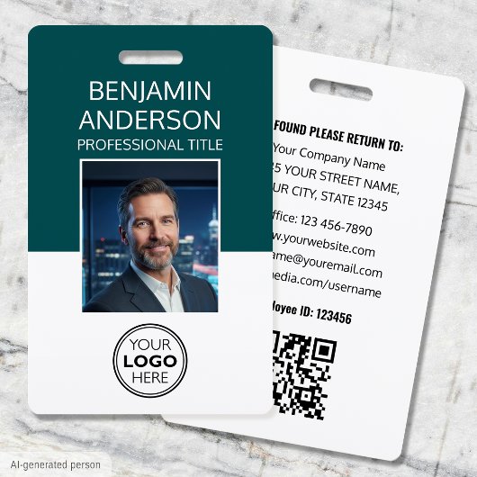 Moderne ID-badge Werknemer Minimalistisch Groen Badge