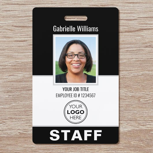 Moderne ID-foto Beveiligingspersoneel Pas Zwart Aa Badge