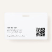 Moderne ID Foto Logo QR Code Blush Roze Beveiligin Badge (Achterkant)