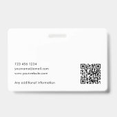 Moderne ID Foto Logo QR Code Slate Blue Beveiligin Badge (Achterkant)