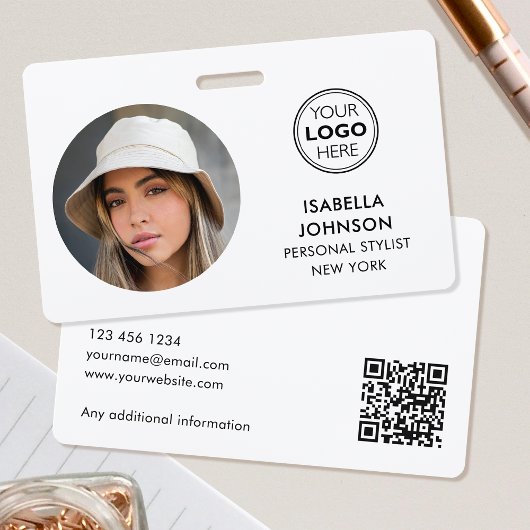 Moderne ID Foto Logo QR Code Wit Beveiliging Badge