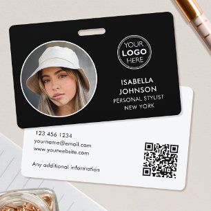 Moderne ID Foto Logo QR Code Zwart Wit Beveiliging Badge