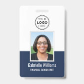 Moderne ID Foto Zakelijk QR Beveiliging Blauwe Mar Badge (Voorkant)