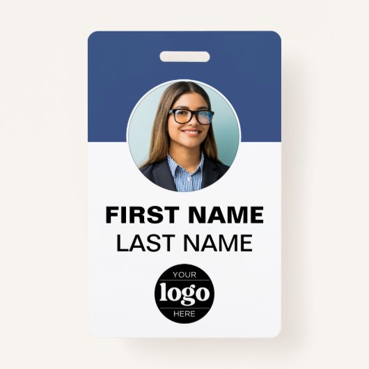Moderne ID-Kaart | Eenvoudige foto naam Logo-stree Badge (Voorkant)