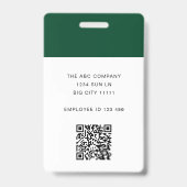 Moderne ID Kaart Groene Minimale Logo Foto QR Code Badge (Achterkant)