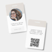 Moderne ID-Kaart | Minimale grijze fotonaam Logo Badge (Front & Back)