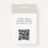 Moderne ID-Kaart | Minimale grijze fotonaam Logo Badge (Achterkant)