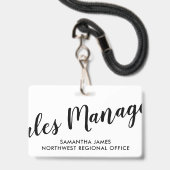 Moderne ID-kaart van Verkoopmanager Badge (Achterkant met lanyard)