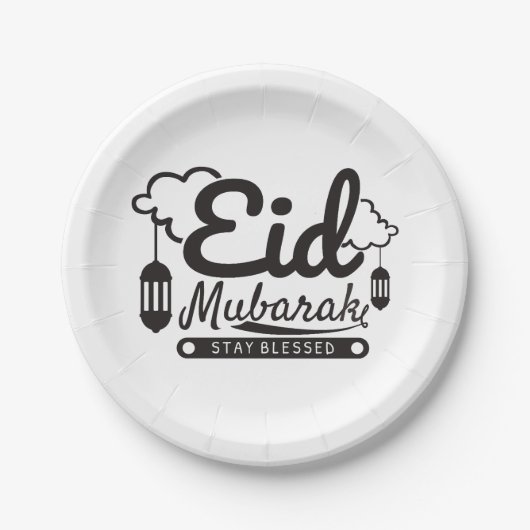 Moderne id Mubarak Happy Eid Papieren Bordje (Voorkant)