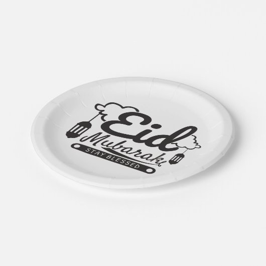 Moderne id Mubarak Happy Eid Papieren Bordje (Gekanteld)