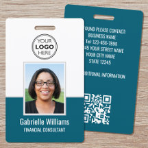 Moderne ID Pasfoto Medewerker QR Beveiliging Teal