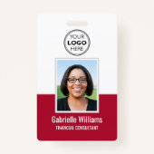 Moderne ID Photo Business QR Security Rode Badge (Voorkant)