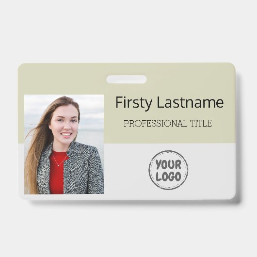 Moderne identiteitskaart | Logo Foto Business Empl Badge (Voorzijde)