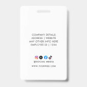 Moderne identiteitskaart | Minimale bedrijfsmedewe Badge (Achterkant)