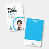 Moderne identiteitskaart Minimalistisch blauw Pers Badge (Voor- en achterkant)