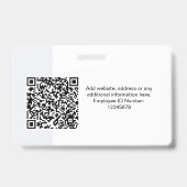 Moderne identiteitskaart Minimalistisch QR-rond fo Badge (Achterkant)