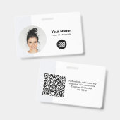 Moderne identiteitskaart Minimalistisch QR-rond fo Badge (Voor- en achterkant)