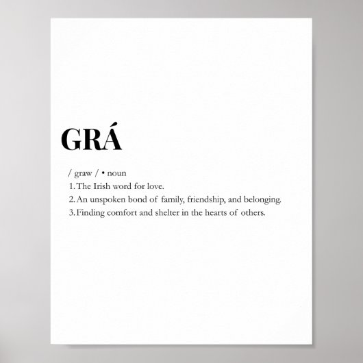Moderne Ierse Grá Liefde Betekenis Print (Voorkant)