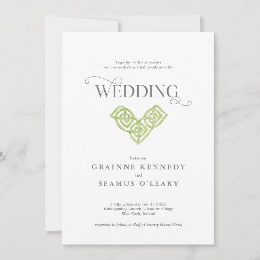 Moderne Ierse Keltische Knoop Alles-in-één Trouwka Kaart (Voorkant)