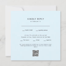 Moderne Ijsblauwe Vierkante Trouw-QR-code RSVP
