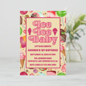 Moderne ijsijsberen eerste verjaardag kaart (Staand voorkant)