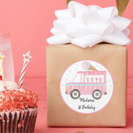 Moderne ijsklok op kermisdag ronde sticker (Feest)