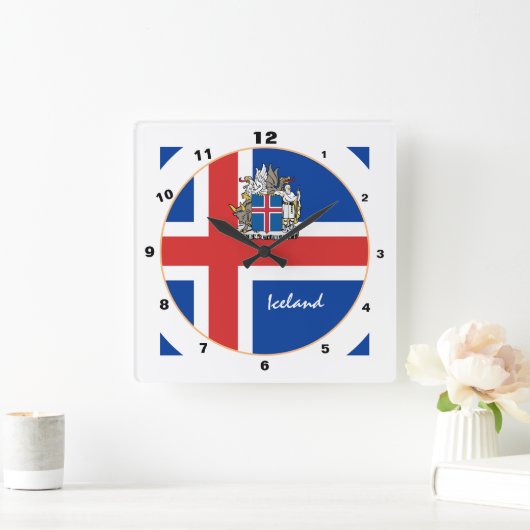 Moderne IJslandse vlag, IJsland trendy Home/design Vierkante Klok (Huis)