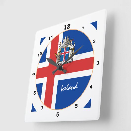 Moderne IJslandse vlag, IJsland trendy Home/design Vierkante Klok (Hoek)