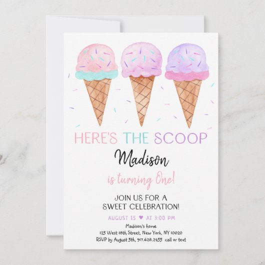 Moderne ijsroom hier is de Scoop Birthday Kaart (Voorkant)