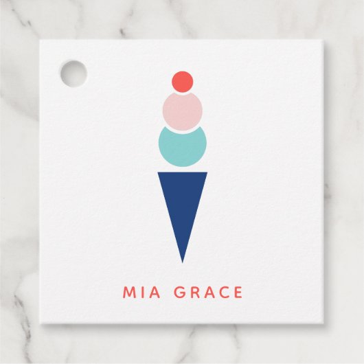 Moderne ijsroom in blauw en roze bedankjes labels (Voorkant)