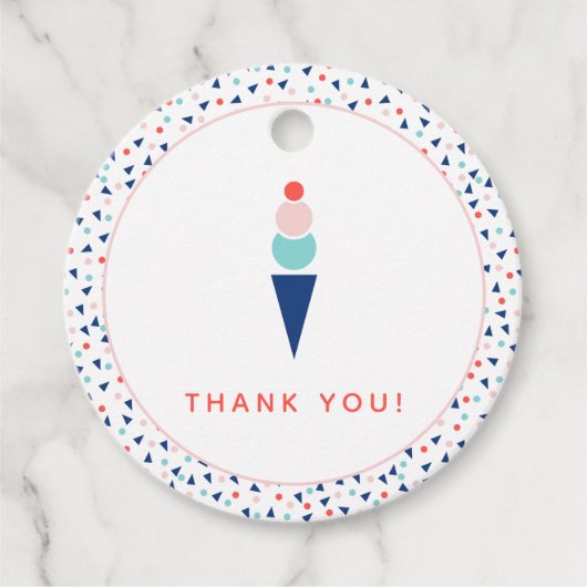 Moderne ijsroom in blauw en roze bedankjes labels (Voorkant)