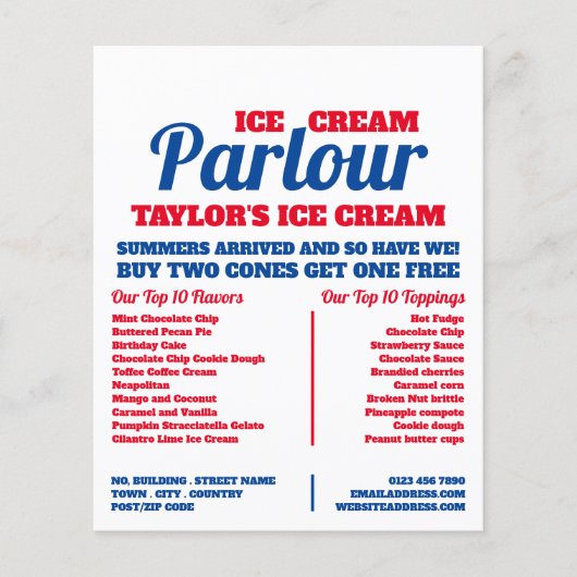 Moderne ijszaak reclamefolder flyer (Voorkant)