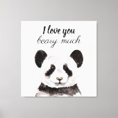 Moderne ik hou van je bent veel zwart en wit Panda Canvas Afdruk (Voorkant)