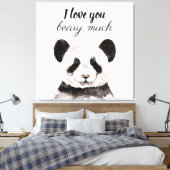 Moderne ik hou van je bent veel zwart en wit Panda Canvas Afdruk (Insitu (Slaapkamer))