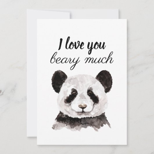 Moderne ik hou van je bent veel zwart en wit Panda Feestdagenkaart (Voorkant)