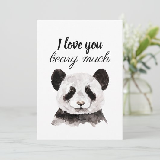 Moderne ik hou van je bent veel zwart en wit Panda Feestdagenkaart (Staand voorkant)