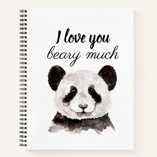 Moderne ik hou van je bent veel zwart en wit Panda Notitieboek (Voorkant)