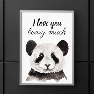 Moderne ik hou van je bent veel zwart en wit Panda Poster