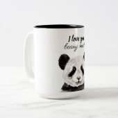 Moderne ik hou van je bent veel zwart en wit Panda Tweekleurige Koffiemok (Voorkant links)