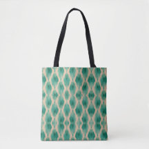 Moderne Ikat Boho Tote Tas | Teal & Klei Textuur