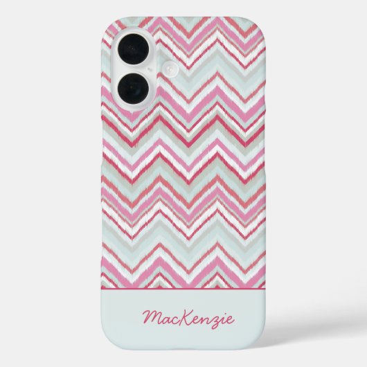 Moderne Ikat Chevron Stripe gepersonaliseerde naam Case-Mate iPhone Case (Achterkant)