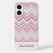 Moderne Ikat Chevron Stripe gepersonaliseerde naam Case-Mate iPhone Case (Achterkant)