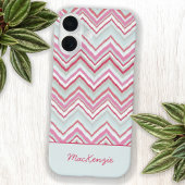 Moderne Ikat Chevron Stripe gepersonaliseerde naam Case-Mate iPhone Case