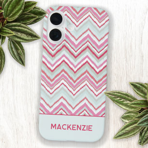 Moderne Ikat Chevron Stripe gepersonaliseerde naam iPhone 16 Hoesje