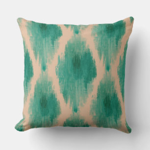 Moderne Ikat Teal & Clay Worpillow   Boho-Lux Kussen